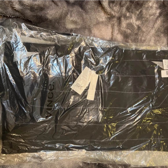 Vince Men's Boiled 100% Cashmere Stripe Long Sleeve Navy Blue Crew Sweater XL - Picture 11 of 14